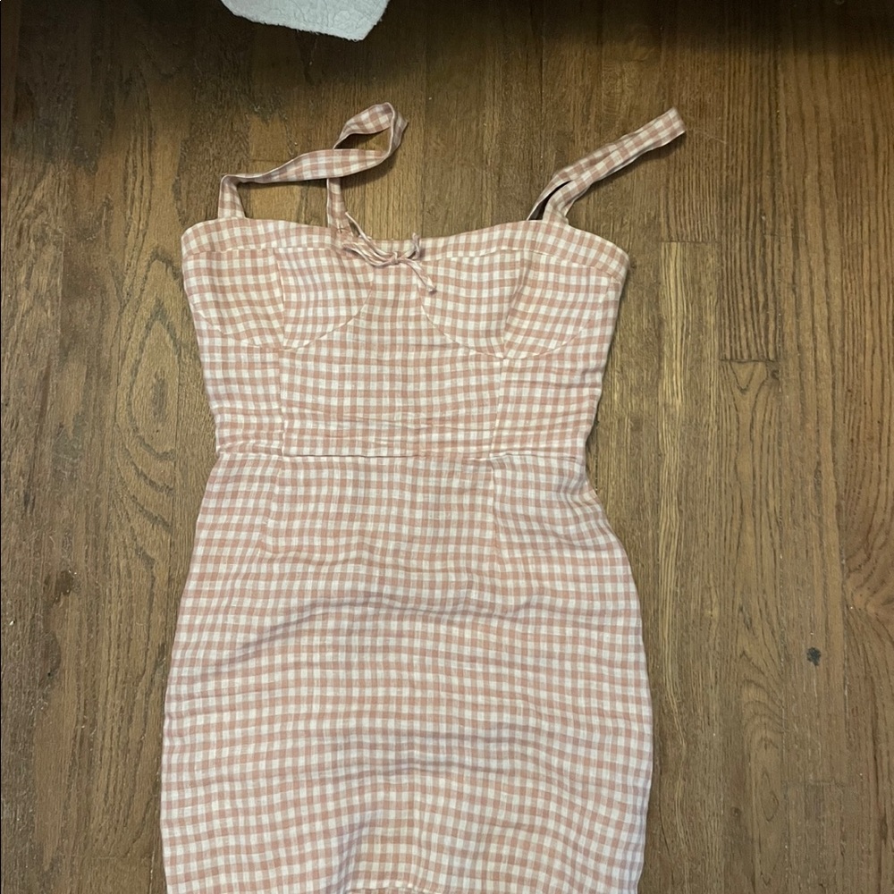 Brie linen dress in blush check